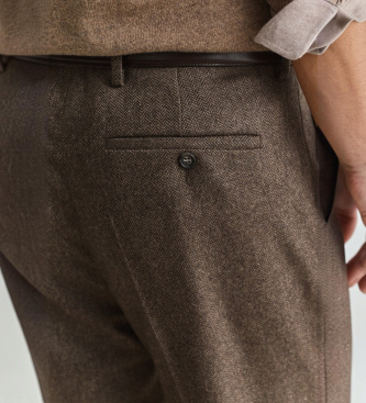 Gant Brown herringbone suit trousers