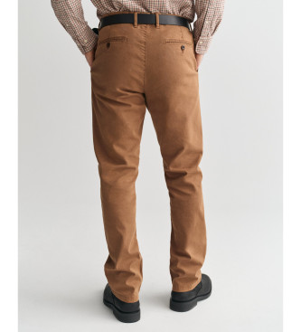 Gant Slim Fit Gestructureerde Chino Broek Met Bruine Structuurveter