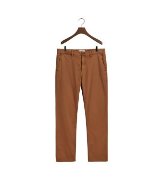 Gant Slim Fit Structured Chino Trousers With Brown Textured Laced