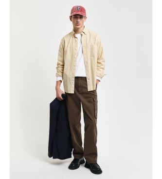 Gant Pantalon cargo en coton serg  coupe rgulire Marron