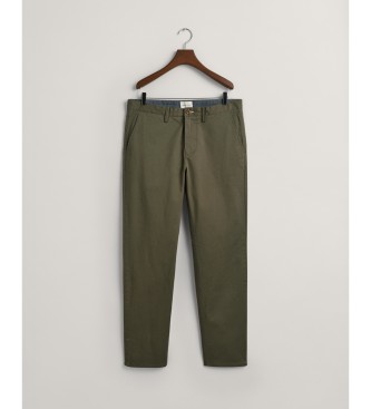 Gant Spodnie chino o regularnym kroju z zielonego diagonalu