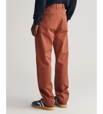 Gant Regular Fit Chino-Hose aus braunem Twill