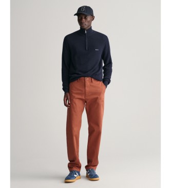 Gant Pantaln chino Regular Fit de sarga marrn