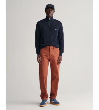 Gant Regular Fit Chino-Hose aus braunem Twill