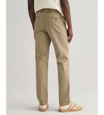 Gant Beige strukturerede Slim Fit-chino-bukser med udskret tekstur