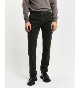 Gant Pantaloni chino slim fit in velluto a coste verdi