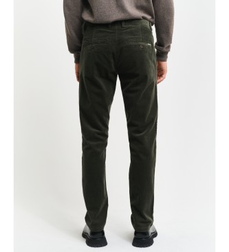 Gant Sztruksowe spodnie chino slim fit zielone