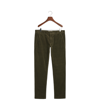 Gant Pantaloni chino slim fit in velluto a coste verdi