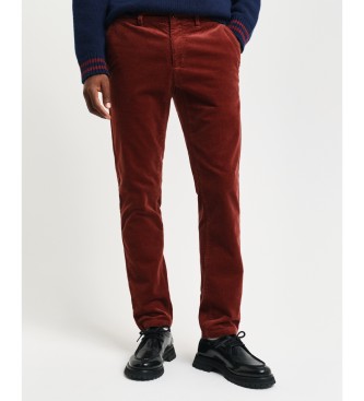 Gant Corduroy Slim Fit Chino Trousers burgundy