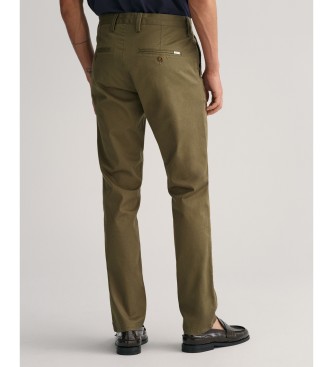 Gant Pantaloni chino slim fit in twill verde