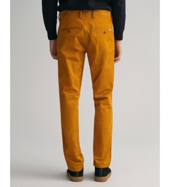 Gant Pomarańczowo-brązowe spodnie Twill Chino Slim Fit