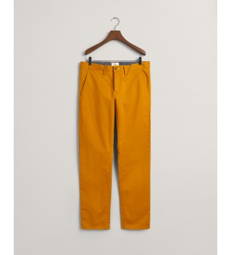Gant Chino-byxor i orangebrun twill med smal passform