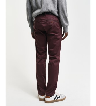 Gant Pantalon chino slim en serg bordeaux