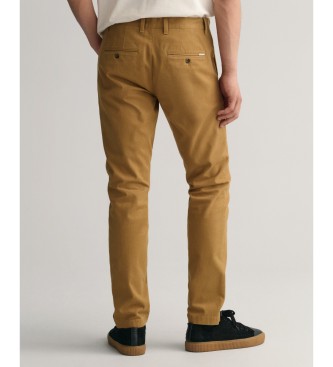 Gant Musztardowe spodnie chino slim fit