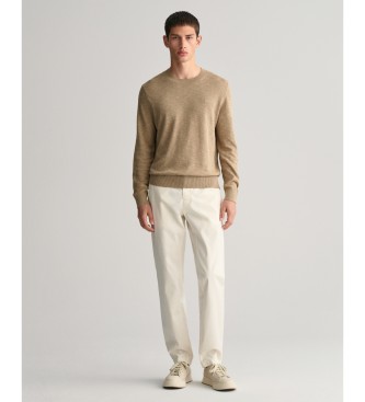 Gant Spodnie chino o kroju slim fit w wyblakłym kremowo-białym kolorze