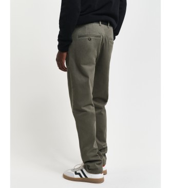 Gant Super udobne hlače Slim Fit Chino zelene barve