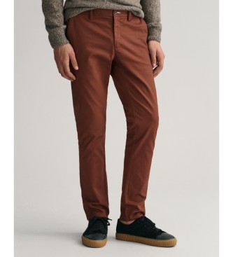 Gant Calas chino Slim Fit Tech Prep castanho-avermelhado