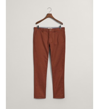 Gant Calas chino Slim Fit Tech Prep castanho-avermelhado