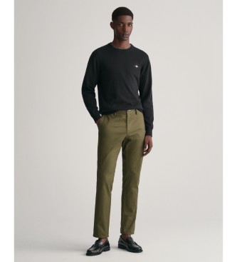 Gant Spodnie Slim Fit Tech Prep Chino Pants zielone