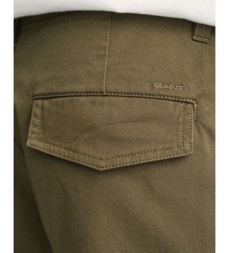 Gant Tovorne hlače Relaxed Fit v zeleni barvi