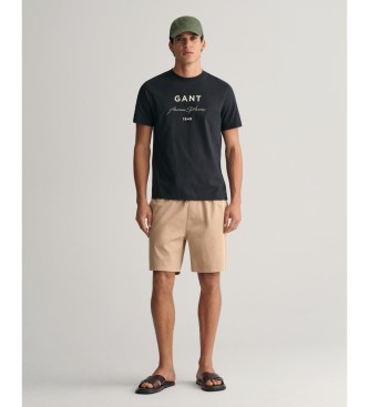 Gant Kratke hlače z vrvico z logotipom rjave barve
