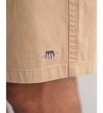 Gant Kratke hlače z vrvico z logotipom rjave barve