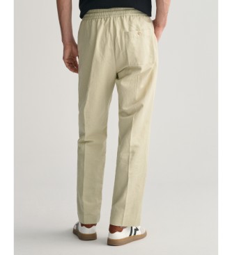 Gant Pantaln de lino y algodn beige