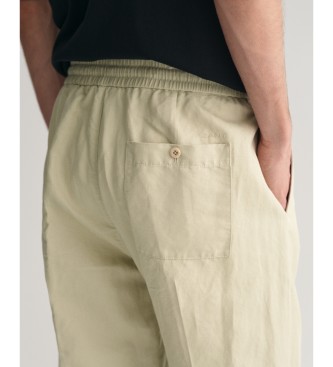 Gant Pantaloni beige in cotone e lino