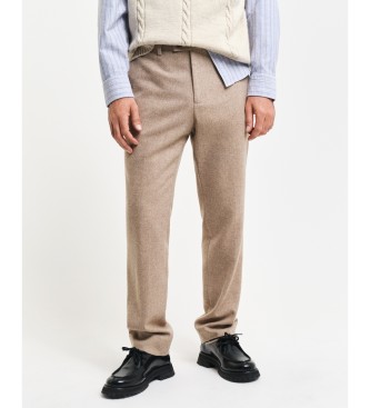 Gant Pantaloni da abito slim fit con motivo a spina di pesce beige