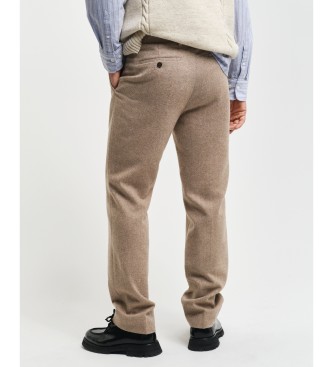 Gant Slim Fit Pantalon met Visgraatmotief beige