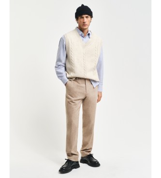 Gant Slim Fit Anzughose mit Fischgrtenmuster beige