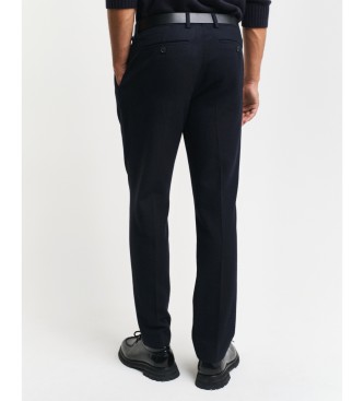 Gant Slim Fit Suit Trousers With Navy Herringbone Pattern