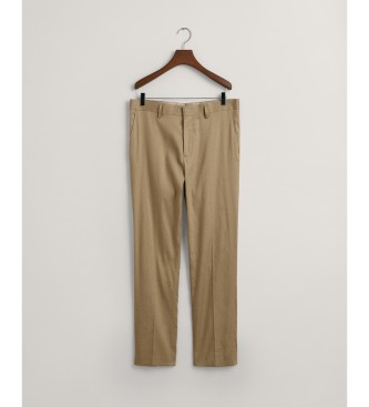 Gant Slim fit suit trousers in brown cotton and linen