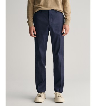 Gant Pantalon de costume Slim Fit, coton et lin bleu marine