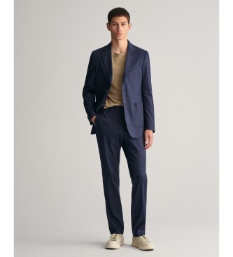 Gant Pantalon de costume Slim Fit, coton et lin bleu marine