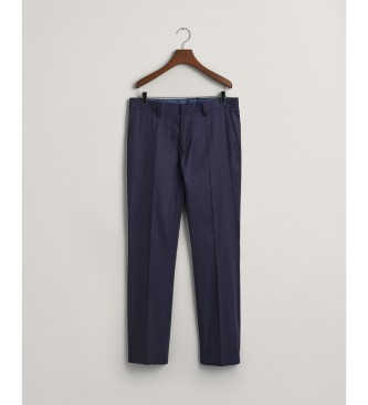 Gant Spodnie garniturowe Slim Fit z bawełny i granatowego lnu