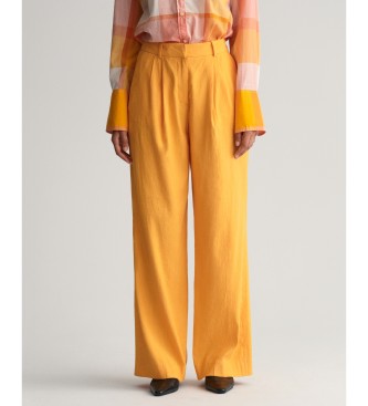 Gant Regular fit trousers in yellow stretch linenp