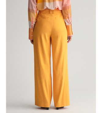 Gant Spodnie o regularnym kroju z żółtego, elastycznego lnu