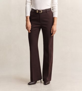 Gant Elegantne hlače Slim Fit, zvonaste, temno rjave barve
