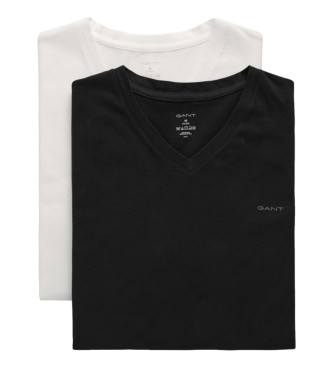 Gant Pack de duas T-shirts com decote em V branco, preto
