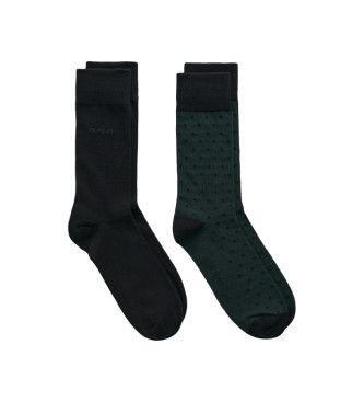 Gant Lot de deux paires de chaussettes unies et  pois verts