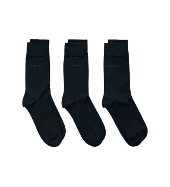 Gant Conjunto de trs pares de meias de algodo mercerizado azul-marinho