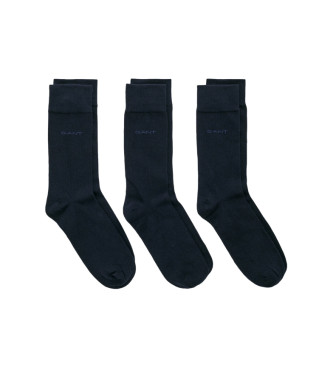 Gant Set van drie paar zachte marineblauwe katoenen sokken