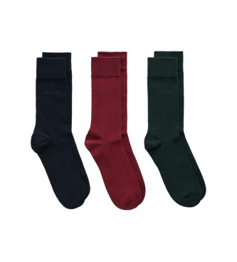 Gant Packung mit drei Paar Socken aus weicher Baumwolle grn, marineblau, rot