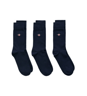 Gant Pack tres pares de calcetines Shield marino