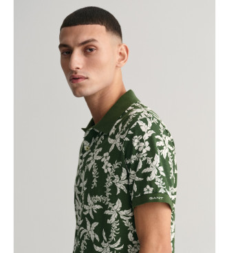 Gant Palm Lei Print green piqu polo shirt