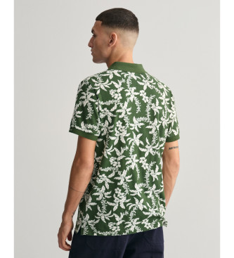 Gant Zielona koszulka polo z nadrukiem Palm Lei