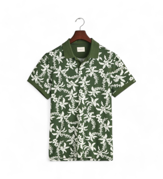 Gant Zielona koszulka polo z nadrukiem Palm Lei
