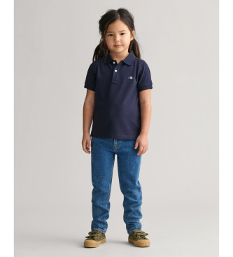 Gant Shield Kids marineblaues Piqu-Poloshirt