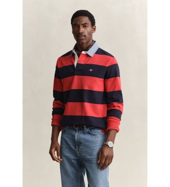 Gant Polo Heavy a righe con colletto in chambray rosso